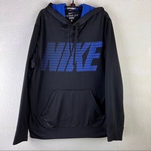 NIKE THERMA-FIT Hoodie with kangaroo pocket. Fleece lined with hood. Navy Size L